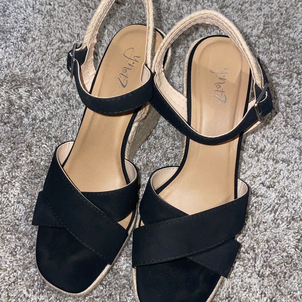 Elegant Black Wedge Sandals by Ynot